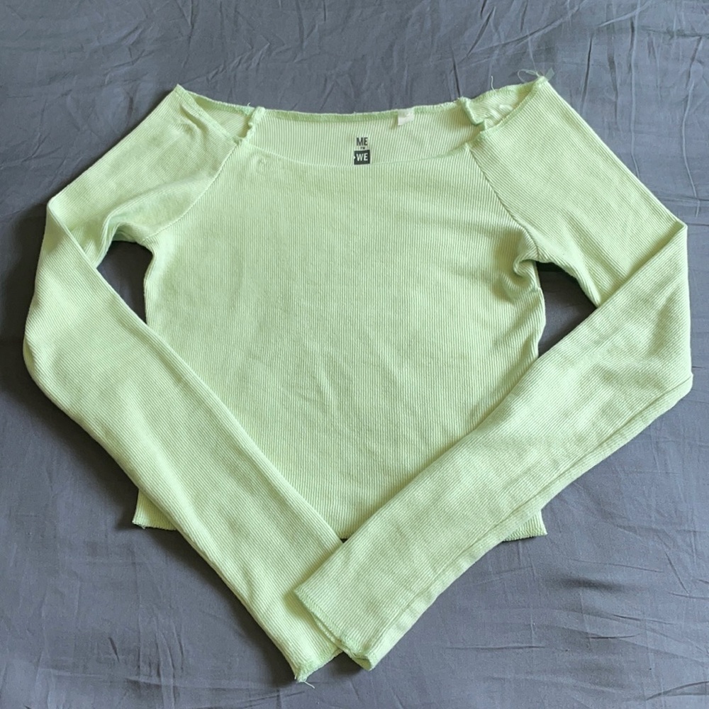 Pastel Green Off the Shoulder Top